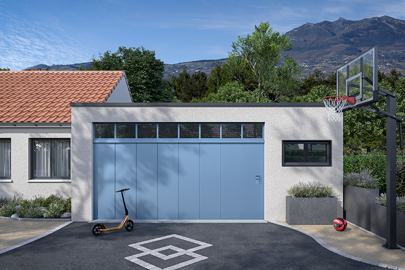 Porte de garage bleue