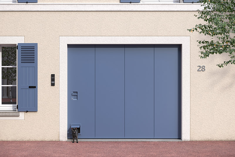Porte de garage bleue