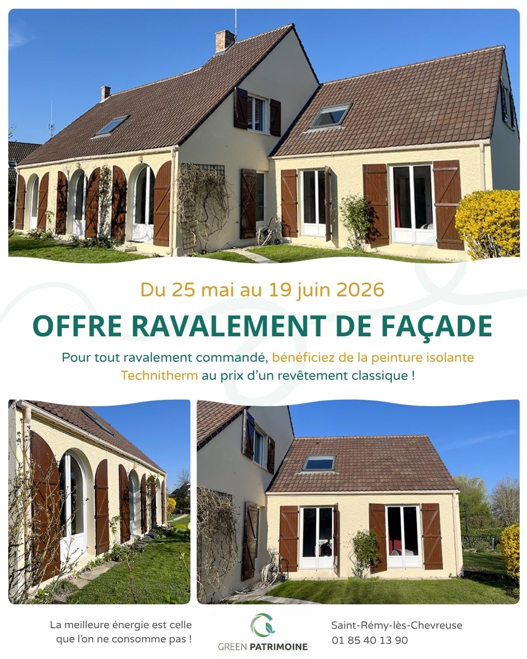 Du 25 mai au 19 juin 2026, pour tout ravalement commandé, bénéficiez de la peinture isolante Technitherm (de TechniChem) au prix d’un revêtement classique !
